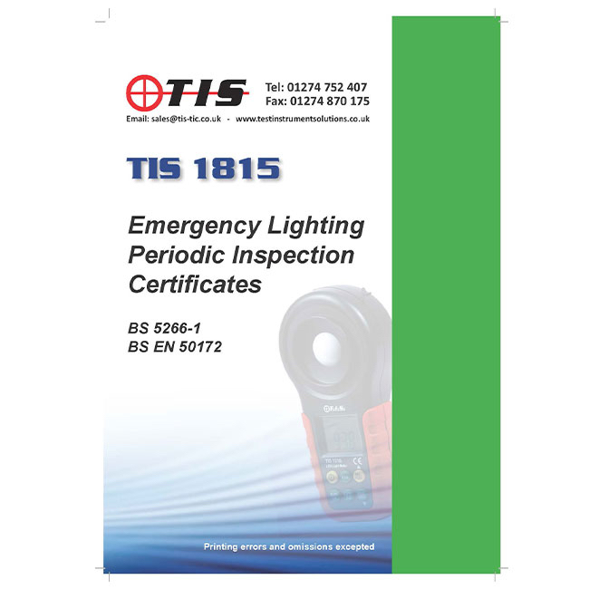 TIS 1815 Emergency Lighting Certificate Book