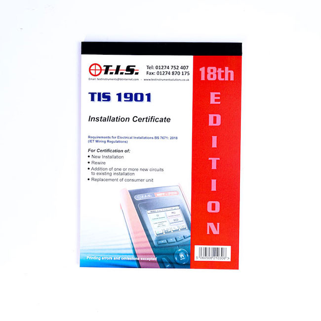 TIS 1901 18th Edition Electrical Installation Certificate Book