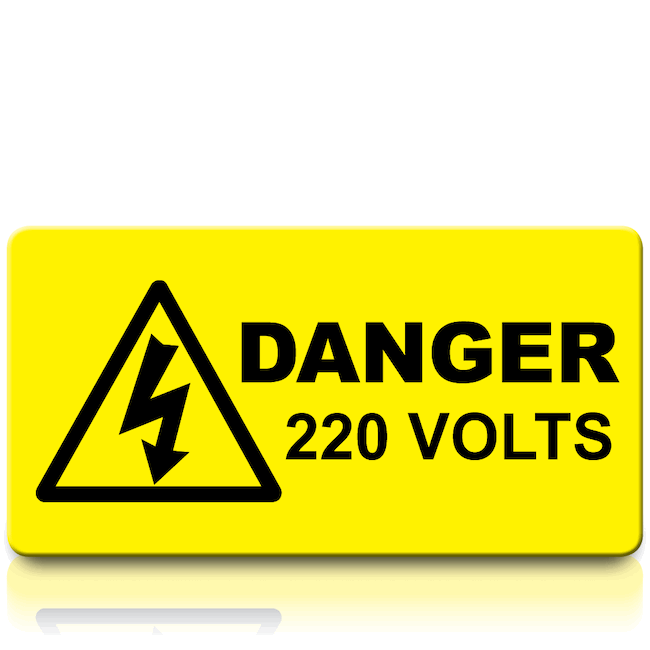 TIS VL220V Danger 220V Labels
